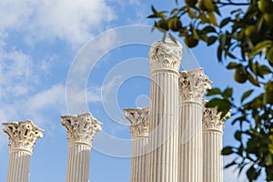 Columns in the street reaching the sky