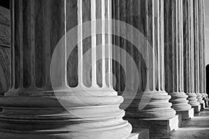 Columns at Supreme Court in Washington DC B&W