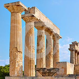 Columns of Temple of Aphaea in Aegina