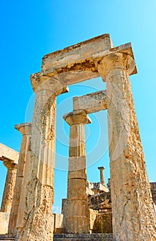 Columns of Temple of Aphaea in Aegina Island