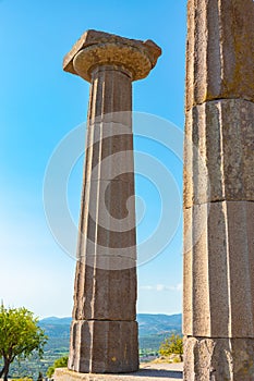 Columns of the Temple of Athena in Assos ancient city in Canakkale Turkiye