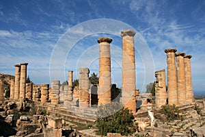 Columns at temple Cyrene Libya