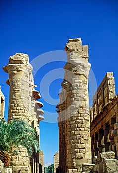 Columns of Temple in Karnak, Egypt