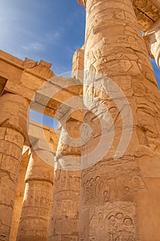 Columns at the Temples of Karnak. Luxor. Egypt