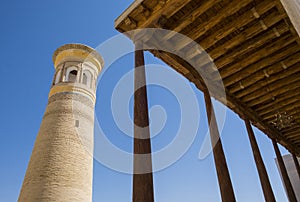 Columns and tower in MEMORIAL COMPLEX of KHOJA BAHAUDDIN NAKSHBAND, Bukhara, Uzbekistan