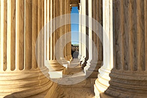 Columns at US Supreme Court in Washington DC daytime