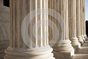 Columns of the US Supreme Court in Washington DC daytime