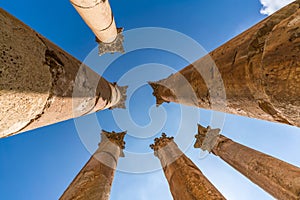 Colums bottom up view from Jerash