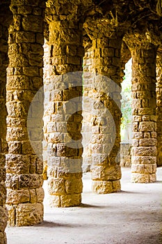 Colums in Park GÃ¼ell Antoni Gaudi