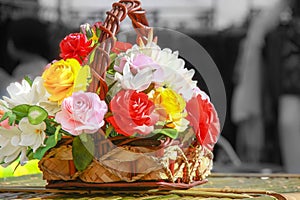 Colurful Roses in baskets