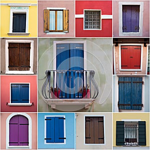 Colurful windows montaghe from Caorle