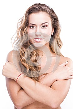 Colwoman with perfect clean skin in studio