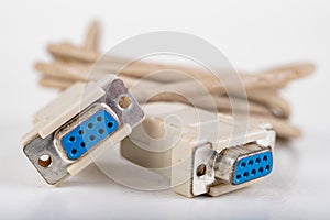 Com-com cable used to connect PCs. Old computer accessories