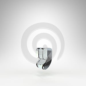 Coma symbol on white background. Camera lens transparent glass 3D sign with dispersion.