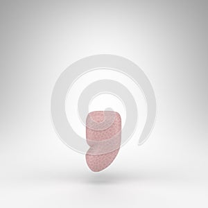 Coma symbol on white background. Pink leather 3D sign with skin texture