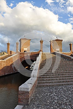 Comacchio, trepponti bridge. Ferrara, Italy