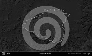 Comarca de Alhama highlighted, Spain. Grayscale