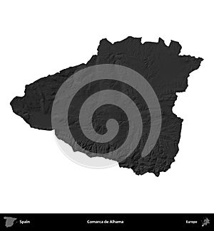 Comarca de Alhama, Spain, isolated on white. Grayscale