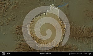 Comarca de Guadix highlighted, Spain. Physical