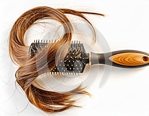 comb hair falling on white background