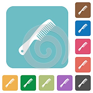 Comb with handle rounded square flat icons