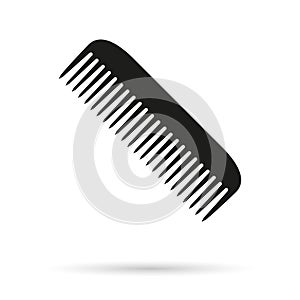 Comb icon. Hairbrush silhouette for hair, hairdresser and barber. Design logo isolated on white background. Symbol for fashion,