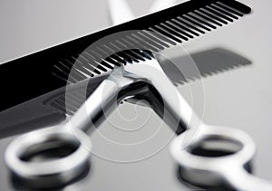 Comb and scissors photo