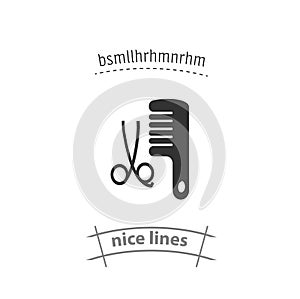 Comb and scissors. Hairdresser tools isolated icon. beauty, cosmetics design element