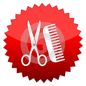 Comb and scissors, Red sun sign