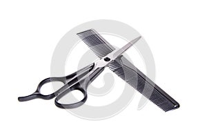 Comb and Scissors. Set Barber. Isolated