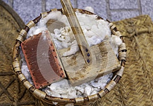 Comb with virgin wool