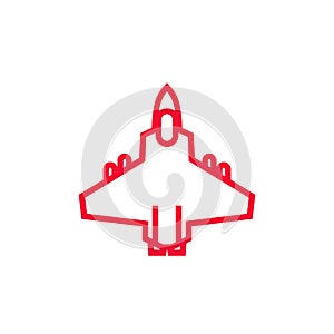 Combat aircraft icon, linear style