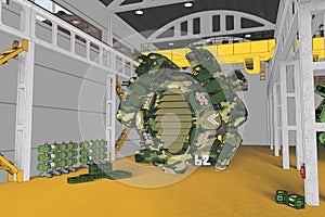 Combat attack aircraft maintenance hangar sci-fi