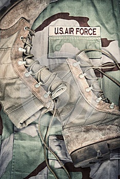 Combat boots and Air Force uniform