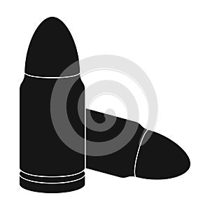 Combat bullets and cartridges of criminals. Outfit for robbery.Prison single icon in black style vector symbol stock