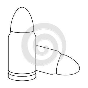 Combat bullets and cartridges of criminals. Outfit for robbery. Prison single icon in outline style vector symbol stock