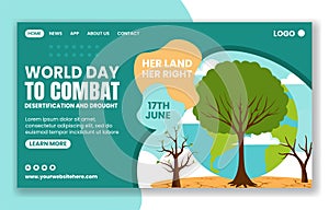 Combat Desertification and Drought Social Media Landing Page Cartoon Templates Background Illustration