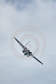 Combat fighter jets flyby with afterburner. clear sky full afterburner