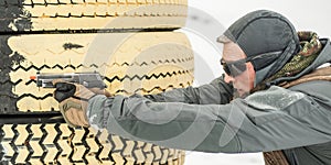 Combat gun shooting training behind and around cover or barricade