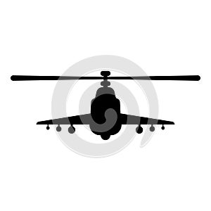 Combat helicopter attack military concept view front icon black color vector illustration image flat style