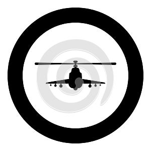 Combat helicopter attack military concept view front icon in circle round black color vector illustration image solid outline