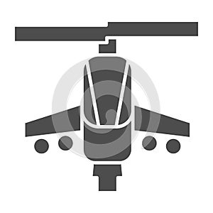 Combat helicopter solid icon. Attack weapon, army air vehicle symbol, glyph style pictogram on white background