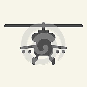 Combat helicopter solid icon. Military copter vector illustration isolated on white. Chopper glyph style design