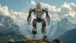combat robot in the mountains
