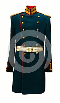 Combat uniform of an officer of the tsarist army in Russia, isolate