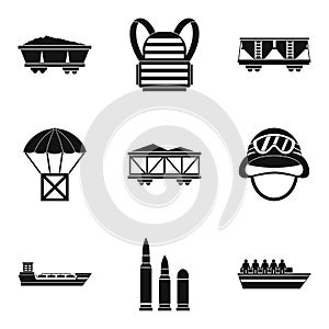 Combative icons set, simple style