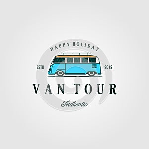 Combi car van tour authentic t shirt vintage logo design illustration