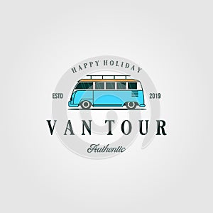 Combi car van tour authentic t shirt vintage logo design illustration photo