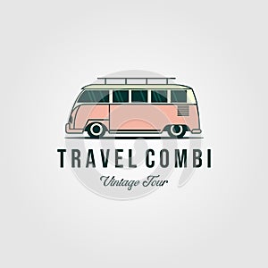 Combi van car vintage logo design vector illustration