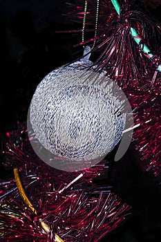 Combination of balls and garlands, creating Christmas motifs photo